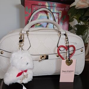 Juicy Couture White/Cream Handbag with Teddy Charm